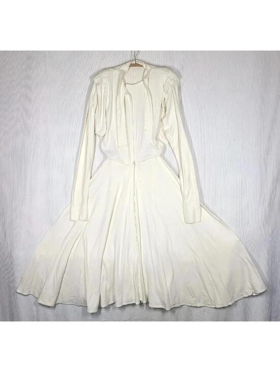 Norma Kamali Dresses & Skirts - Vtg 70s OMO Norma Kamali Knit Dress XLong Sleeve Wrap Circle Skirt Early Rare